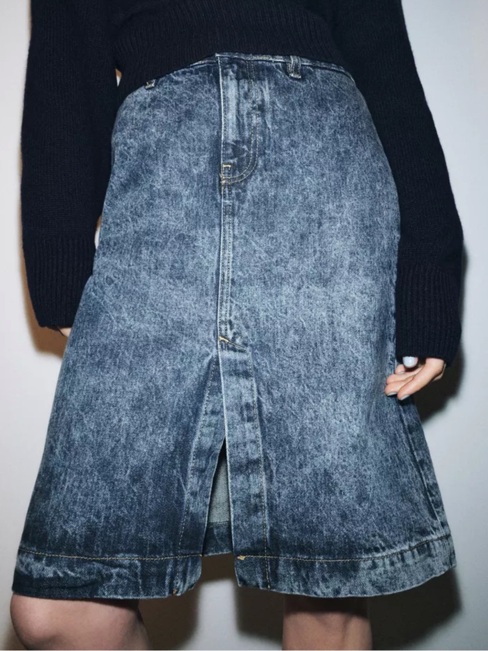 ZARA DENIM MIDI SKIRT